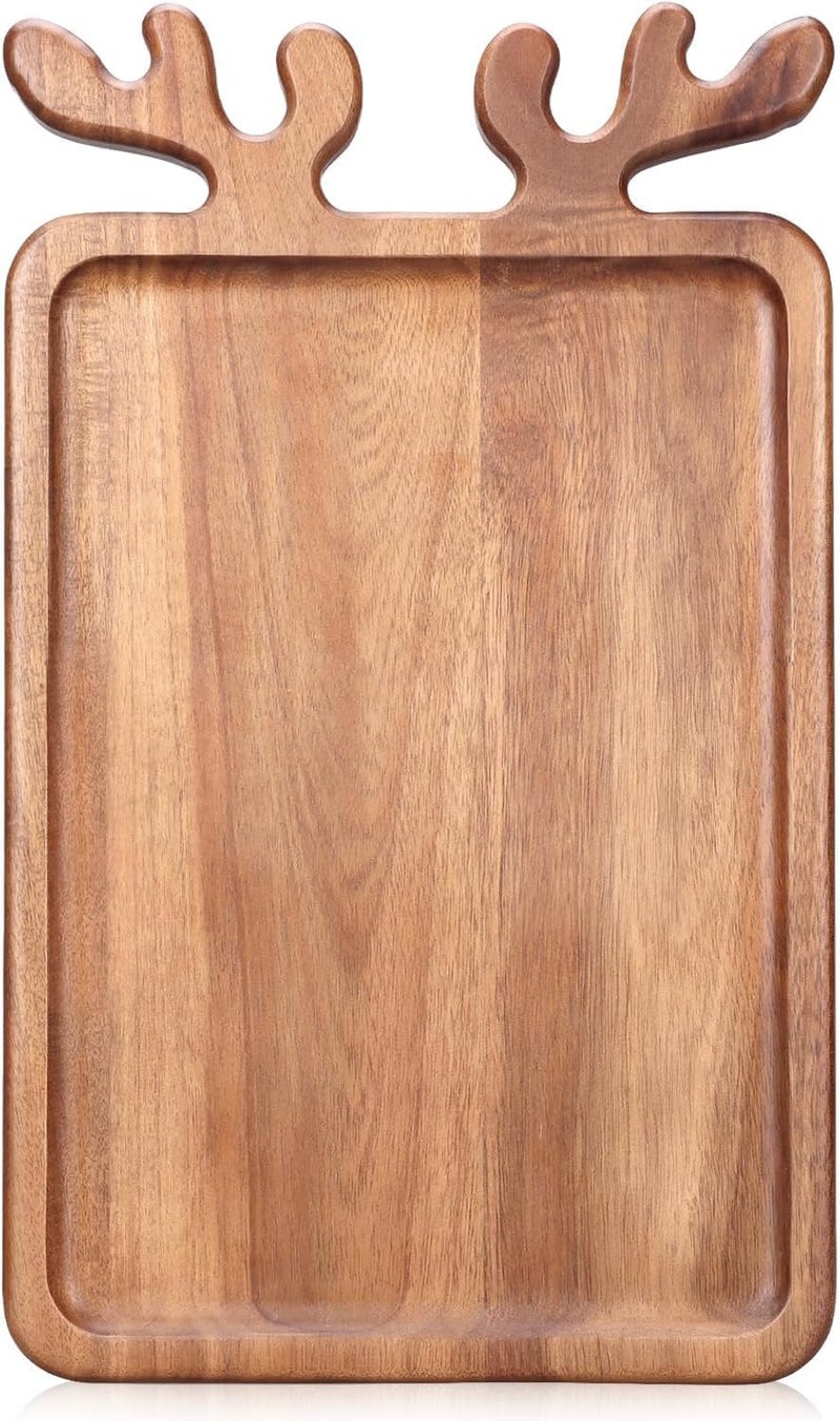 Renawe Large Acacia Wood Platter for Christmas Charcuterie Board Decorative Fruit Veggie Trays Wooden Cheese Board Xmas Kitchen Decor Gift Holiday Cookie Platters Food Serving Dish Plate Christmas Tray - Image 1